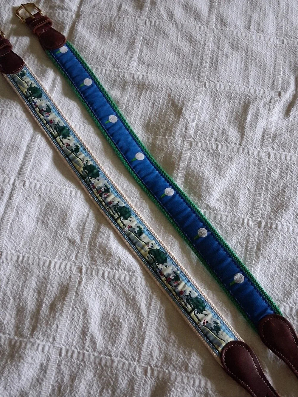 J. Bailey Leather/Canvas Golf Motif Belt Lot